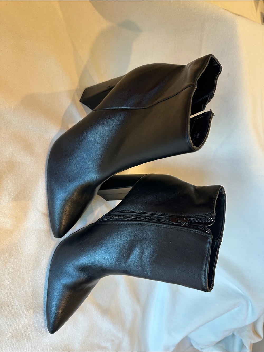 BAMBOO Black Pointed Toe Ankle Booties with Side Zip